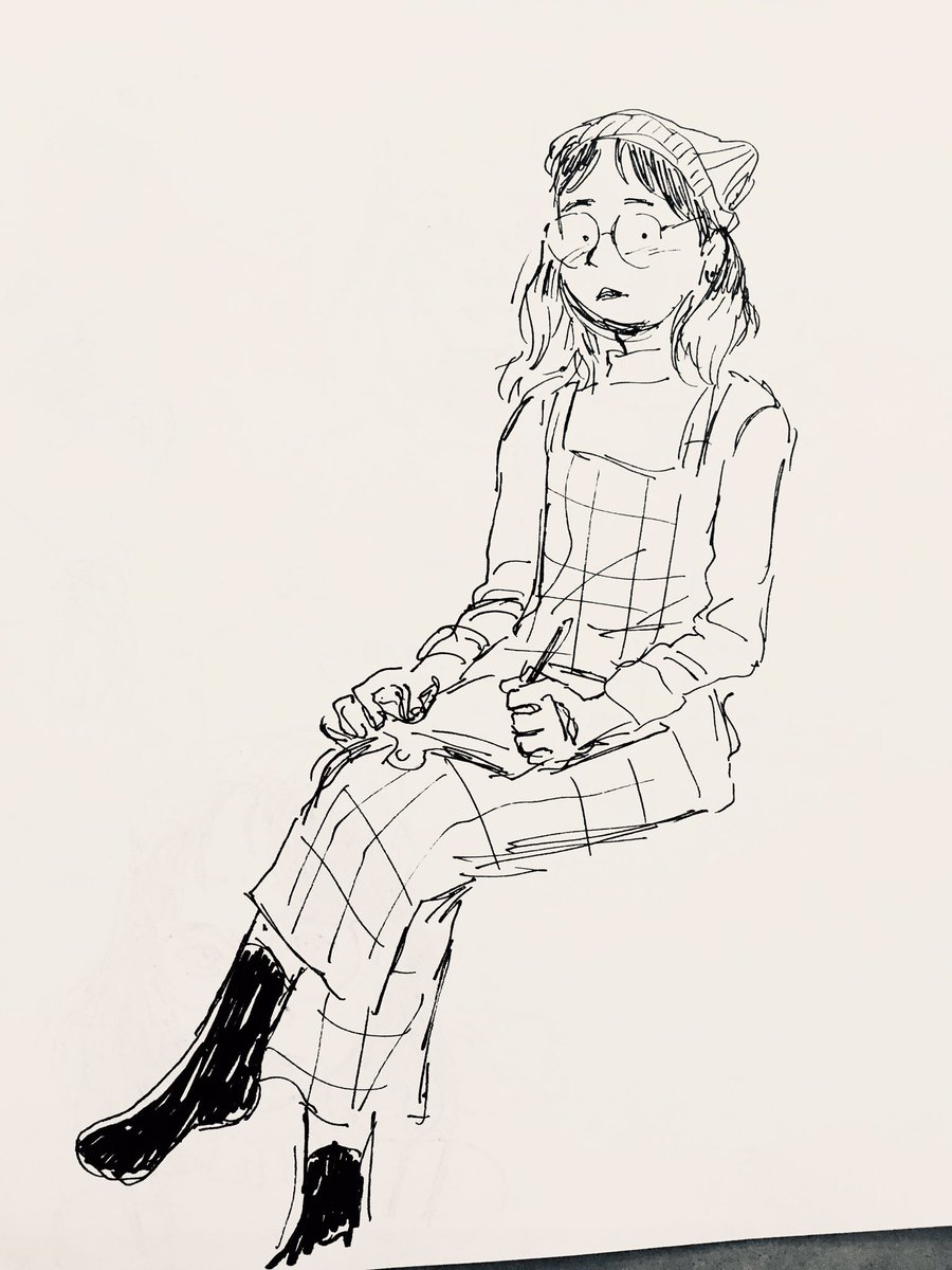 today's #inktober : me in a cute new outfit, and rhea's doggie pigeon 