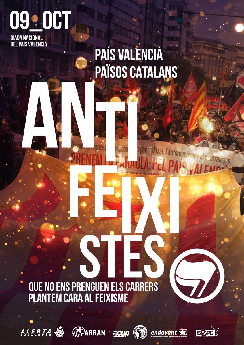 Arran_jovent's tweet photo. 👉🏽 Aquest #9O eixirem als carrers de #València per fer-los altra volta nostres. Perquè els carrers són del poble: fem fora el feixisme, que no ens els prenguen #CarrersAntifeixistes
#OctubreAntifeixista
#PlantemCara https://t.co/L6KITqjh9l
