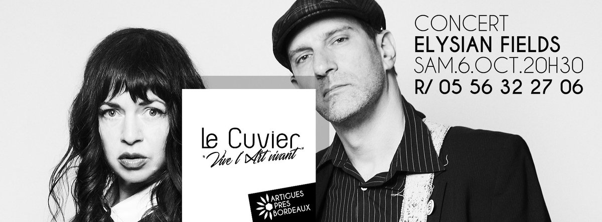 Petit rappel pour gros concert en collaboration avec le @RocherdePalmer ! 
<a href="/elysianfieldsny/">Elysian Fields</a> , ce Samedi 6 Octobre 2018 à 20h30 au Cuvier du Château Feydeau

➕ Informations et Billetterie au 05 56 32 27 06
ou sur lerocherdepalmer.fr/artistes/elysi…