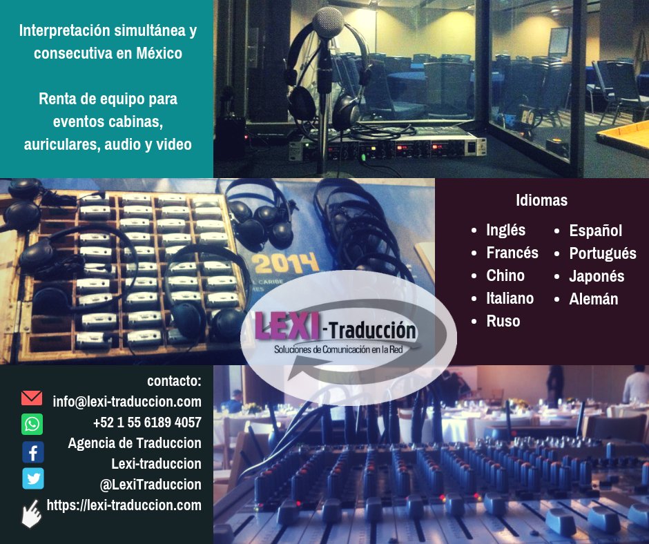 LexiTraduccion's tweet photo. #Servicios de #Interpretación #simultánea y #consecutiva en #México
#inglés #español #francés #alemán #italiano #chino #portugués #ruso #equipo para #eventos #auriculares #cabinas #audio y #video
https://t.co/MZngstiBG0 #interpreter #services #English #Spanish #French #Portuguese https://t.co/vS3fJ8ZTnm