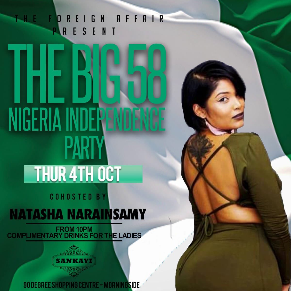 TASHELECTRIC's tweet photo. @InnoMorolong tonight we bring you the Big 58 Nigerian Independence Party 🔥 https://t.co/k3kDa9PNTU