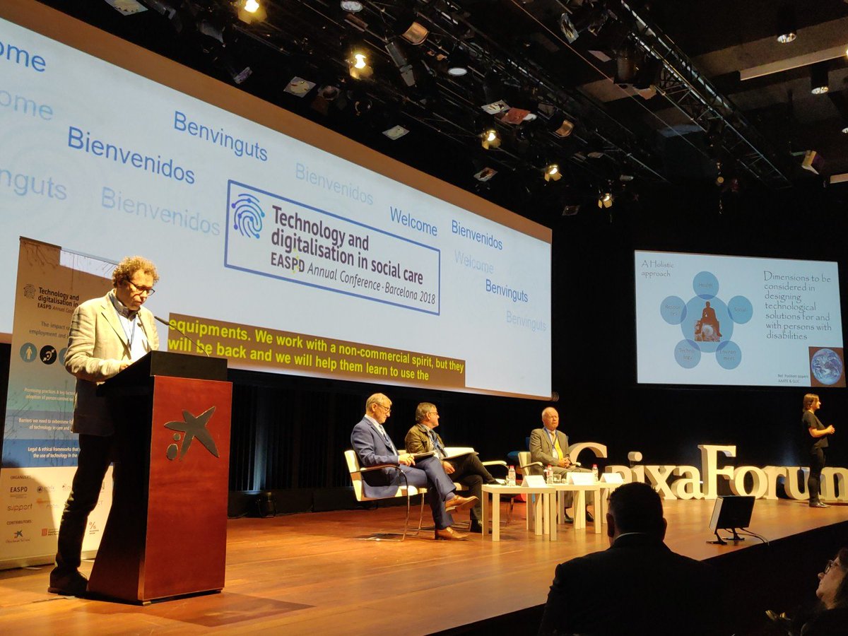 ThomasBignal's tweet image. Inspiring keynote speech @EJHoogerwerf: "persons can be disabl ed in their environment, but often by their environment. Technology can help to change this". Also, crucially, talks abt key role of competency, incl. by social care workforce. Useful points for @SocialEmployers work