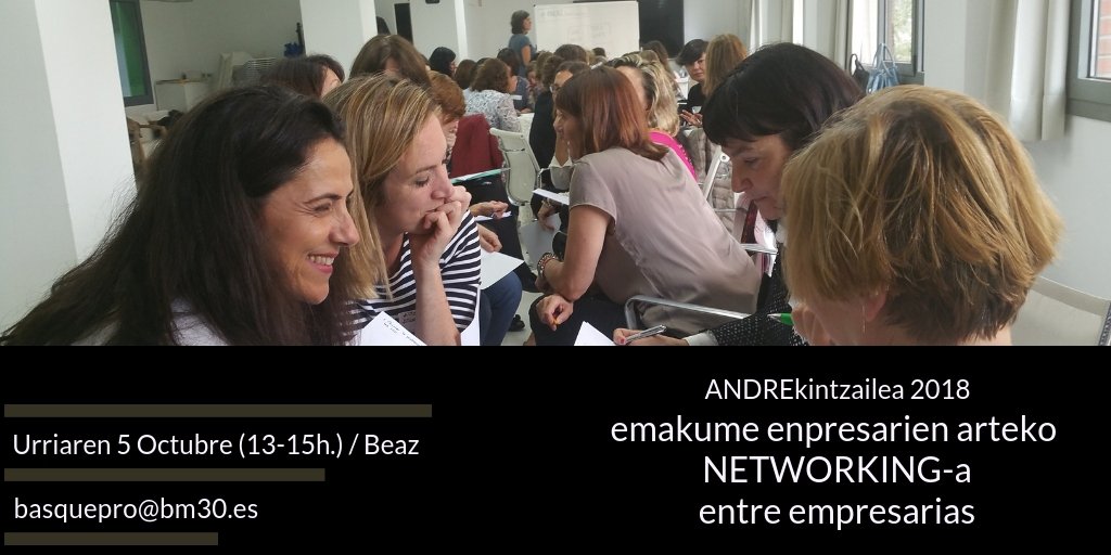 bilbaometropoli's tweet photo. Urriak 5, 13:00etatik 15:00etara, emakume enpresarien arteko sareak sortzen #Networking Saioa izango da BEAZen (Arana Sabino, 8). Izena eman: basquepro@bm30.es Tel. 944158685
#ANDREkintzailea
@BizkaiaEmpresa  @BizkaiaEmprende @AedAsociacion @emakumeekin @MirenLauzirika https://t.co/cyjtM2YL1H