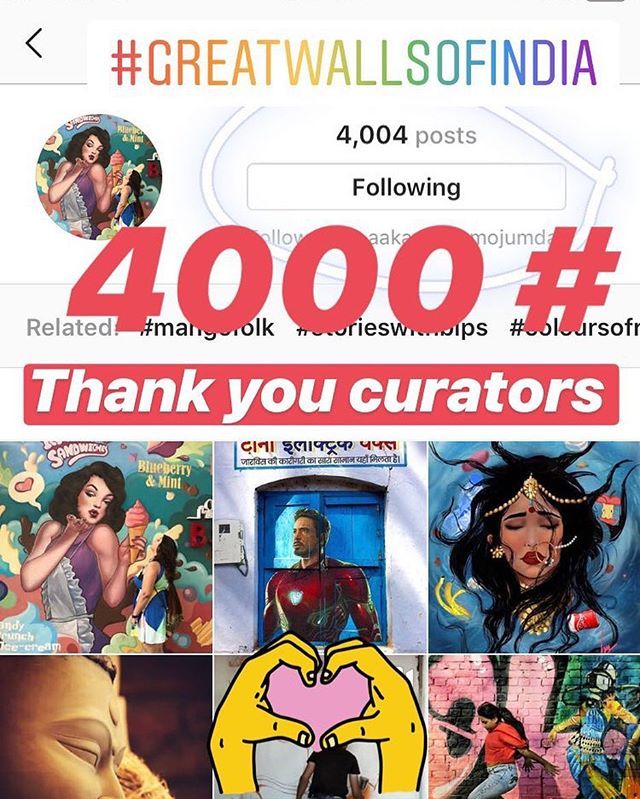GreatWallsofInd's tweet photo. Thanks to all contributors and #curators #Greatwallsofindia has now 4000 photos from across India, What started from #Delhi in 2013 has now spread across India with many of you sharing some amazing #street #arts which has picked up a lot in the last few … https://t.co/OFgHRPIWlC https://t.co/w62RN3cqFC