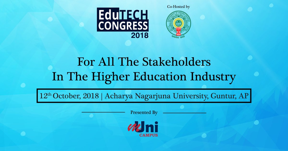municampus's tweet photo. #EdutechCongress2018, by mUni Campus, this time at Andhra Pradesh.

Engage, network &amp; collaborate with various stakeholders of the Higher Education market. Experience various solutions &amp; offerings from some of the best #Education #Technology providers - https://t.co/1yBYfcMUys https://t.co/nTqB5bAvYN