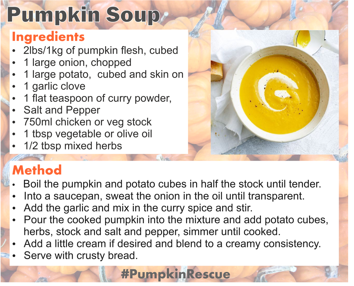 Give your pumpkin the best life by using the flesh as well! This wonderful warming soup is a sure winter favourite! #PumpkinRescue #LoveHalloweenHateWaste