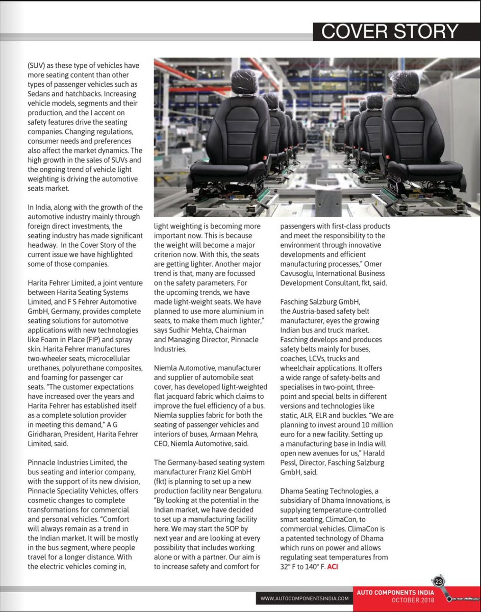 pinnacle_ind's tweet photo. Cover Story in @autocomponentsindia : Pinnacle Industries focuses on speciality seating
#VehicleSeating #SpecialityVehicles #AutomotiveInteriors #PinnacleVehicles #PSV https://t.co/LzAaBRC2Uj