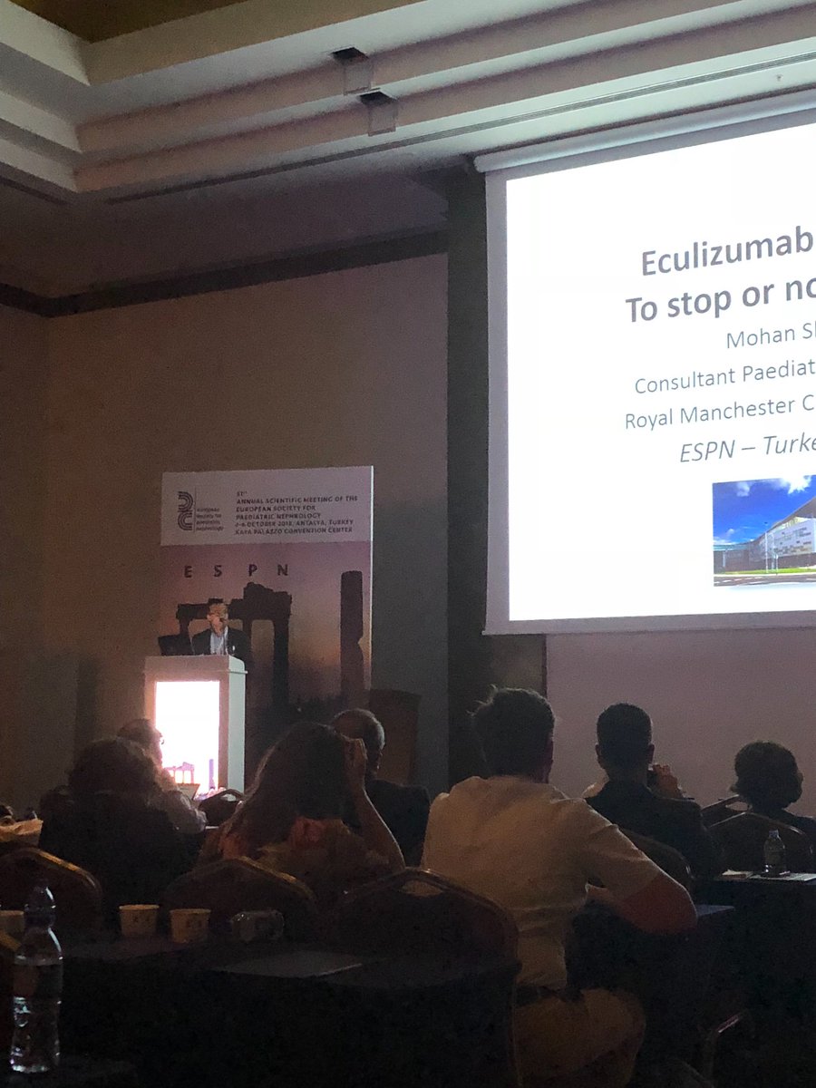 Next up <a href="/ESPN2018/">espn2018congress</a> The UK’s Mohan Shenoy on Eculizumab for aHUS <a href="/nephrology_RMCH/">RMCH Paeds Nephrology</a> #espn2018 <a href="/BAPNnephrology/">BAPN</a>