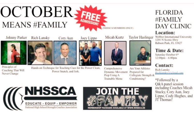 coachrichlansky's tweet photo. If you are a coach who works with high school athletes, public school, private school, or private sector... DON’T miss this FREE opportunity !!! Coach Johnny Parker... nuff said!!!#learnfromacoachinglegend #3Superbowlrings #nhssca #jointhefamily @NHSSCA @NHSSCAFlorida https://t.co/PZwx9tGpXn