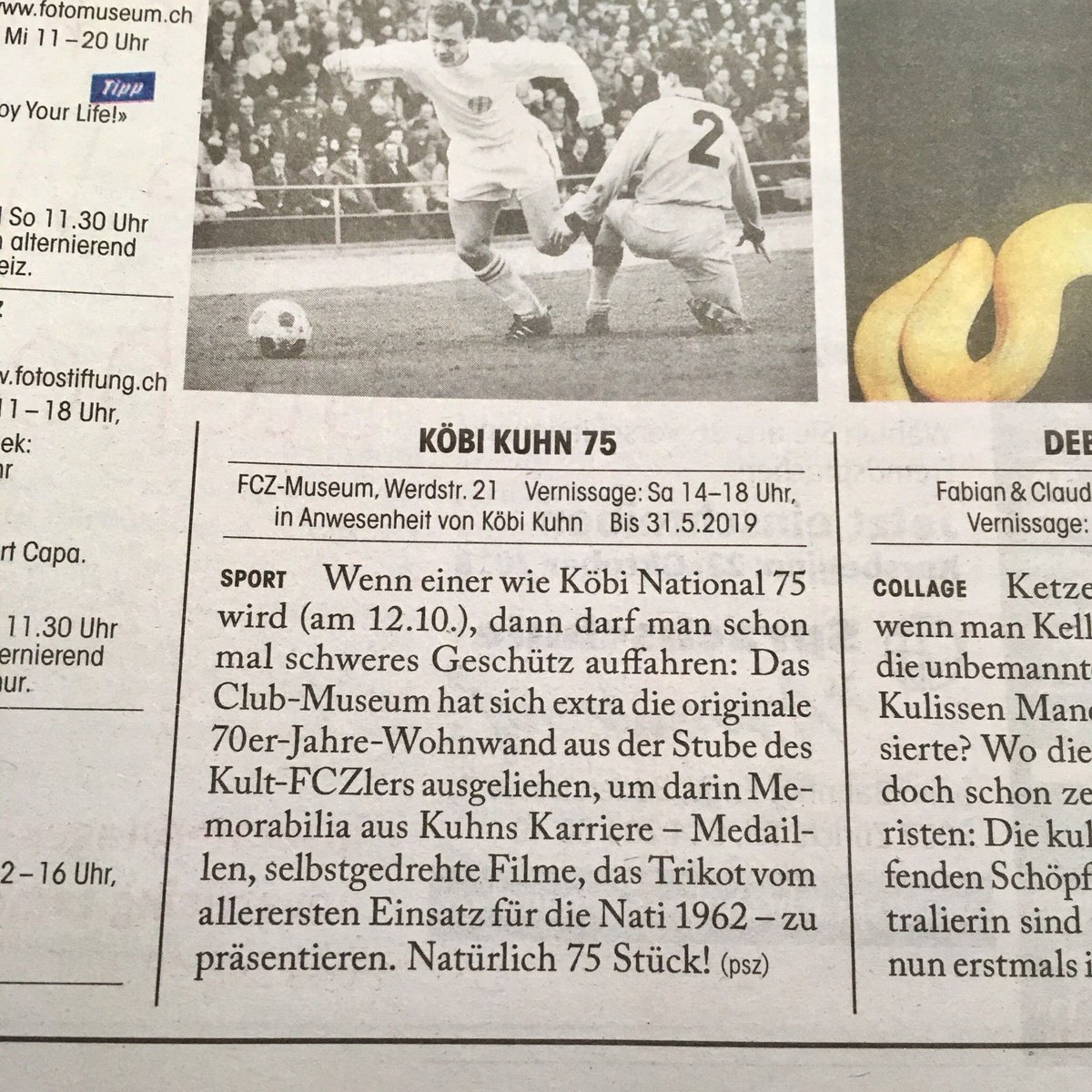 Gemäss @zueritipp_ fahren wir „schweres Geschütz“ auf! Vernissage mit Köbi und Geschütz ist diesen Samstag ab 14 Uhr.