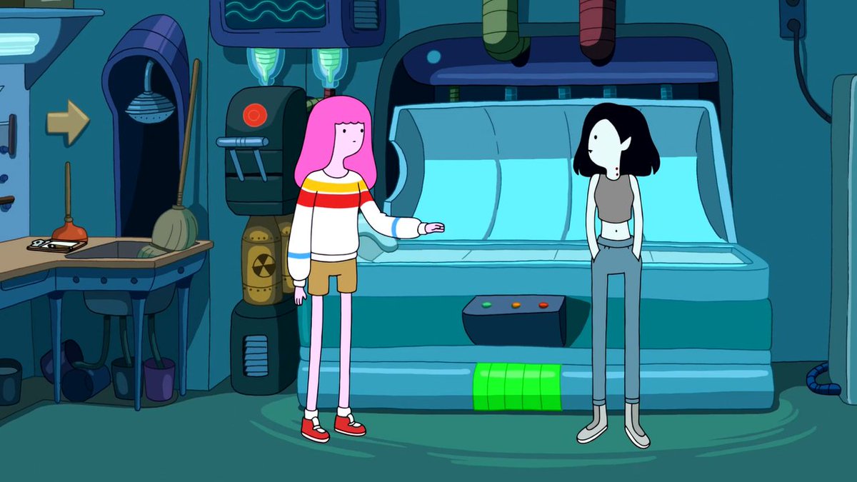 why does marceline's sweater seem so familiar? ya das right. it's princess bubblegum's. can you even begin to imagine how safe marceline feels in that sweater after being engulfed in it while in pb's arms the entire time she was in her poison coma.....my heart is weak