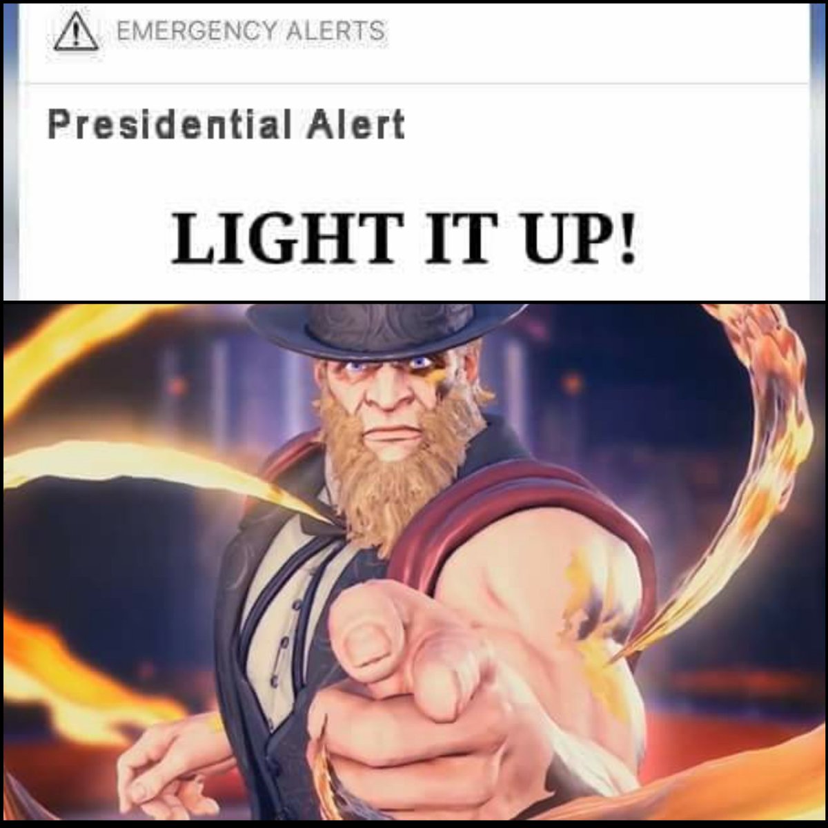 one_big_boss's tweet photo. I got the text. Did you?
#PresidentialAlert #PresidentialAlertmemes #PresidentOfEarth @StreetFighter #lightitup #PresidentAlert https://t.co/elUfhVZltr