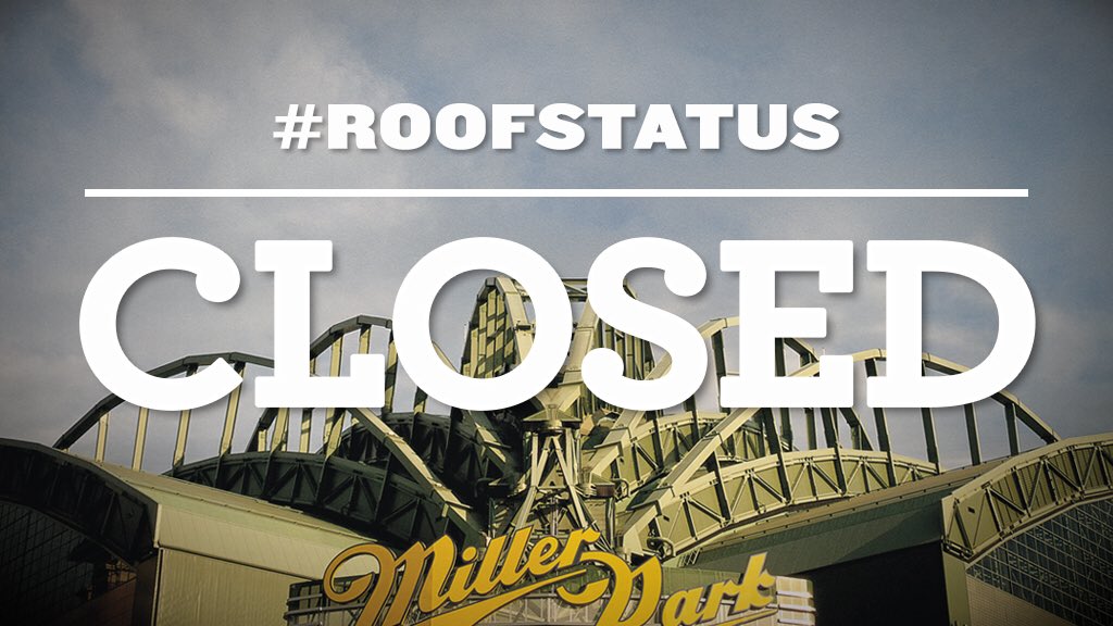 Brewers's tweet photo. The #RoofStatus for Game 1 of the NLDS is CLOSED. https://t.co/kNNDybHxZQ