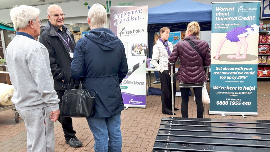 Been out promoting the help &amp; advice <a href="/FirstForFCHO/">First Choice Homes Oldham</a> provides on Universal Credit &amp; promoting our Volunteering > Training &amp; Employment offer with <a href="/julie_FCHO/">Julie Goreham</a>   &amp; Clive <a href="/FCHONeighbourhd/">FCHO Neighbourhoods</a>