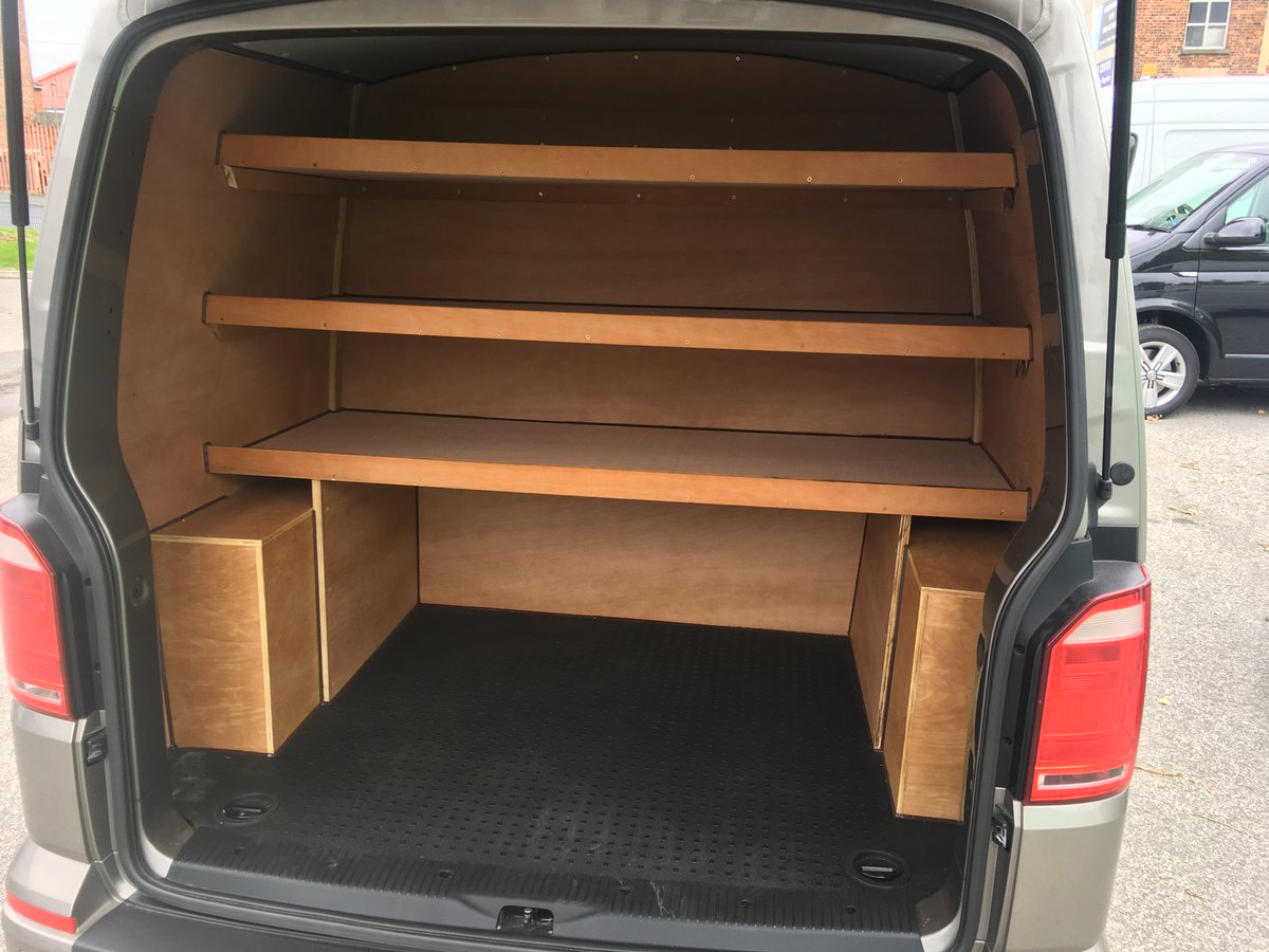 VanConversions_'s tweet photo. Another Timber Shelving job completed! 3x shelves across the bulkhead with ply-line inc wheel boxes &amp; carpeted centre bulkhead. For more information please contact us on 01613436401/mark@vclonline.com 
#plyline #timbershelving #timberracking https://t.co/ikJA16j5HE