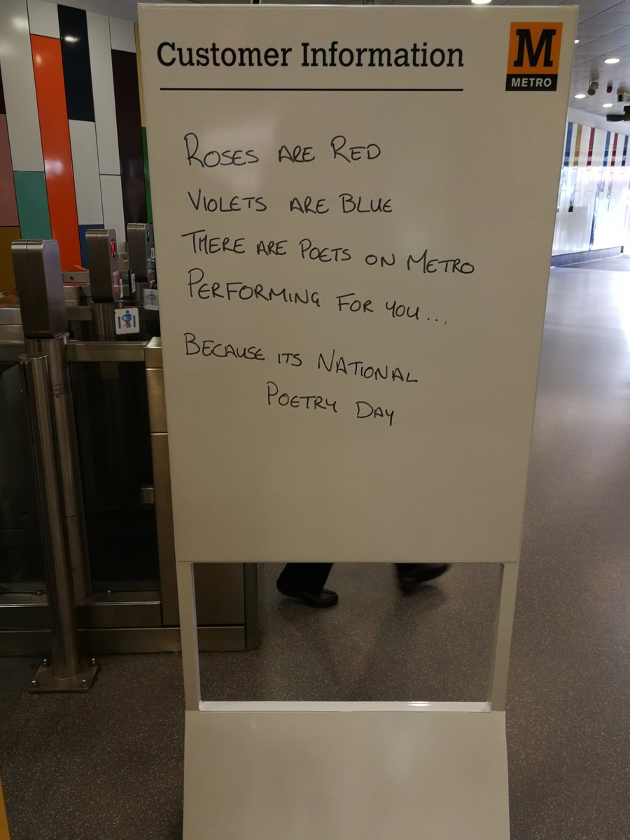 #NationalPoetryDay <a href="/My_Metro/">Tyne and Wear Metro</a> HayMarket Metro Station.

W. H. Auden: "This is the Night Mail"
youtu.be/zmciuKsBOi0