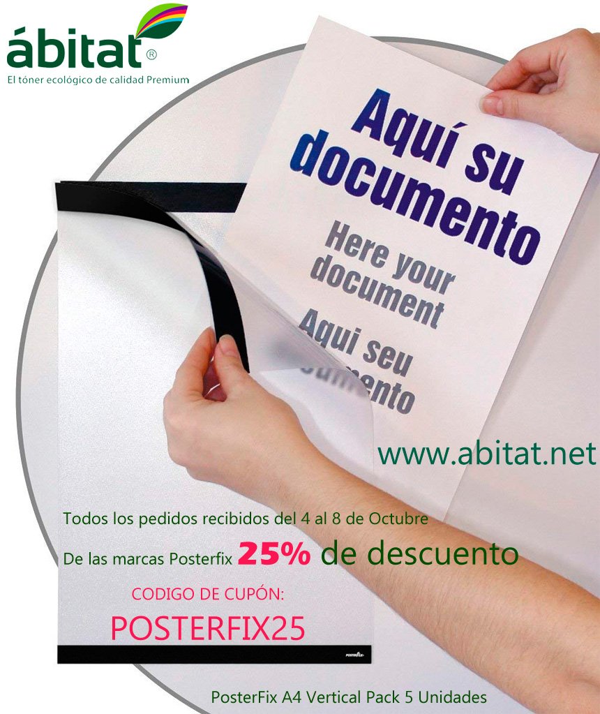 abitat's tweet photo. Sistema para la colocación de carteles, posters y documentos
Recomendado para la colocación en escaparates de establecimientos o sobre superficies lisas.
 SOBRE CRISTAL, DOBLE IMPACTO,  VISIBLE POR AMBAS CARAS. 
 https://t.co/Lc64STyP51. Ahora con un 25% de descuento  POSTERFIX25 https://t.co/GSr1xd2YiC