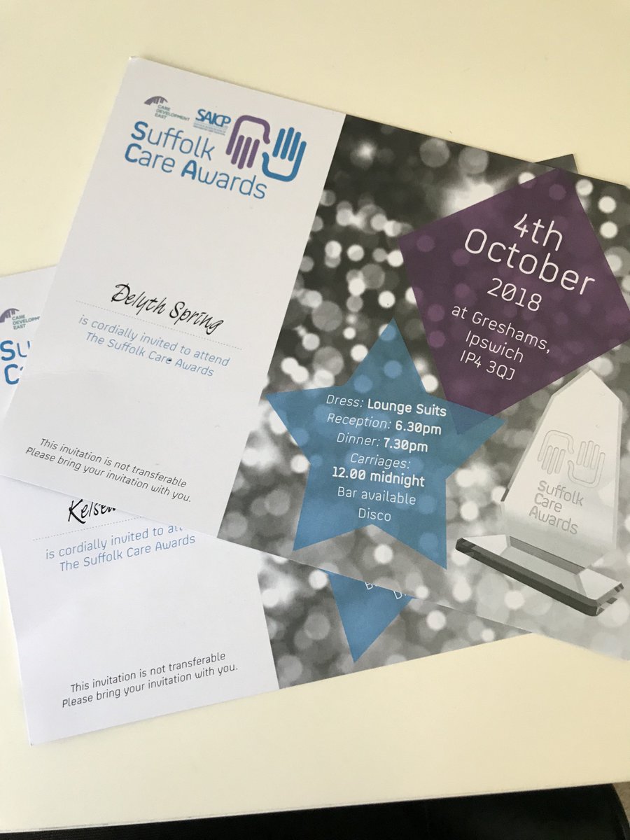 We are looking forward to attending #Suffolkcareawards this evening - Good luck to all of the finalists! We will be presenting the Excellence in #Training award