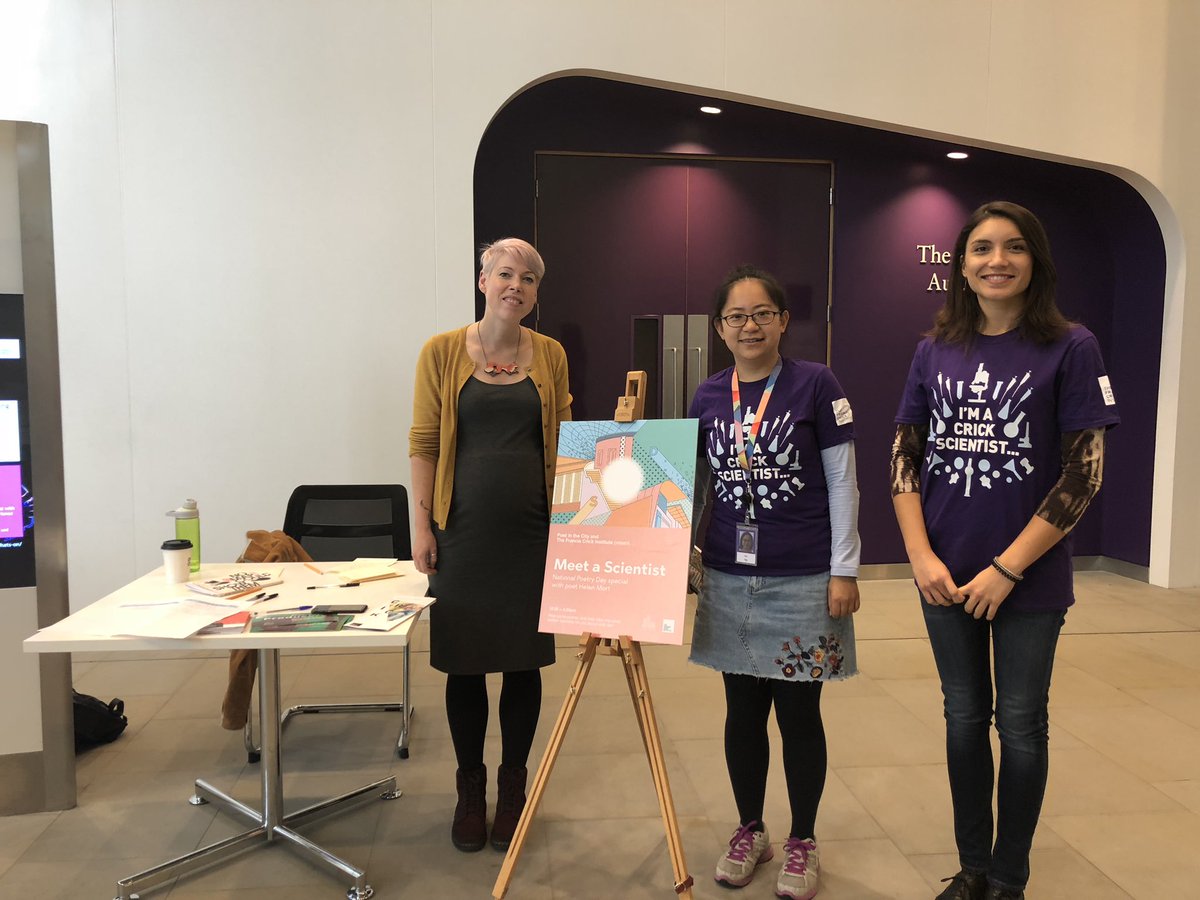 PoetintheCityUK's tweet photo. It’s a wrap at @TheCrick - if you missed @HelenMort she’ll be joining us at our poetry promenade this evening at #MatterofStuff alongside all of our portal poets https://t.co/uwMCgZhfGz #NationalPoetryDay https://t.co/Nhkf5d2LdC