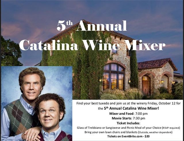 It’s the freakin Catalina Wine Mixer. .
Tickets available on EventBrite.
.
Friday, October 12 at 7pm
.
#stepbrothers #catalinawinemixer #octoberevents #texasfinewine #txfinewine