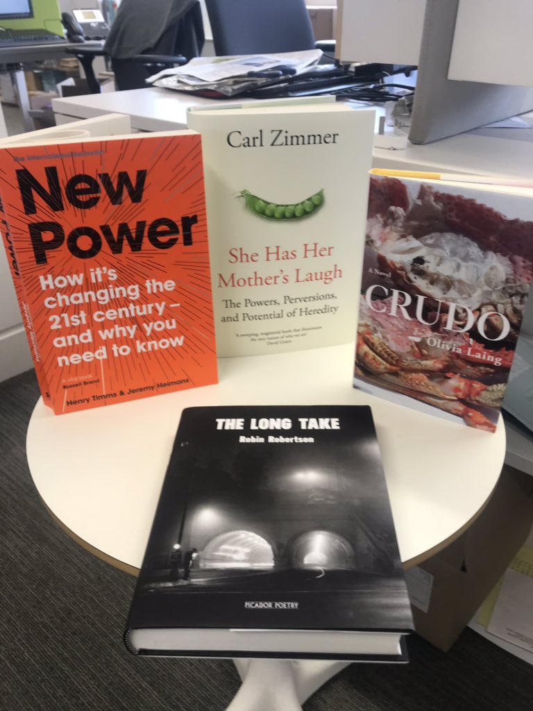 PRIZE SHORTLIST MANIA at @picadorbooks HQ - proud to have worked on all of these wonderful books by Robin Robertson @carlzimmer @jeremyheimans @henrytimms @Olivialanguage, variously nominated for @GoldsmithsPrize @BGPrize @ManBookerPrize #bbya18 #gordonburnprize