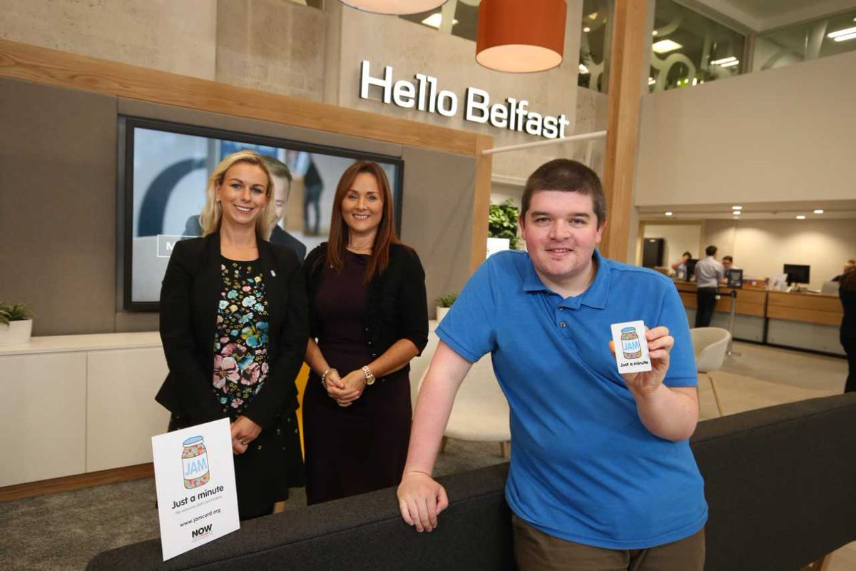 <a href="/DanskeBank_UK/">Danske Bank</a> has become the first Northern Ireland bank become JAM Card friendly. The scheme is an initiative by the <a href="/NOW_Group/">NOW Group</a> which provides people with communication barriers with a discreet, non-verbal way of asking for a minute of patience when they need it