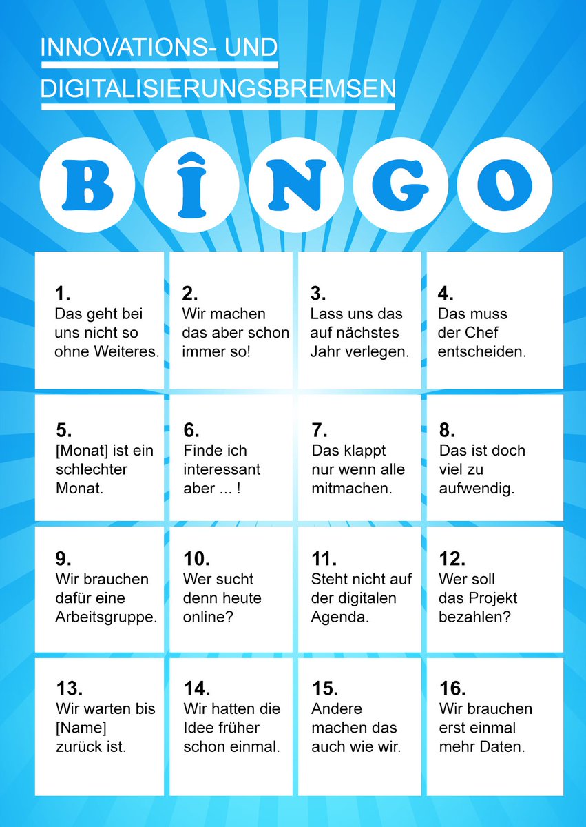 zfundbuero's tweet photo. @basicthinking für die schleppende #Digitalisierung der #Behörden bieten wir das ultimative “Innovations- & Digitalisierungsbremsen"-Bingo an. Runterladen, ausdrucken und während der Behördengespräche mitmachen. #BasicThinking https://t.co/ETS2MadTmO #Neulandsverweigerer #Startup https://t.co/LuLEvdkFnB
