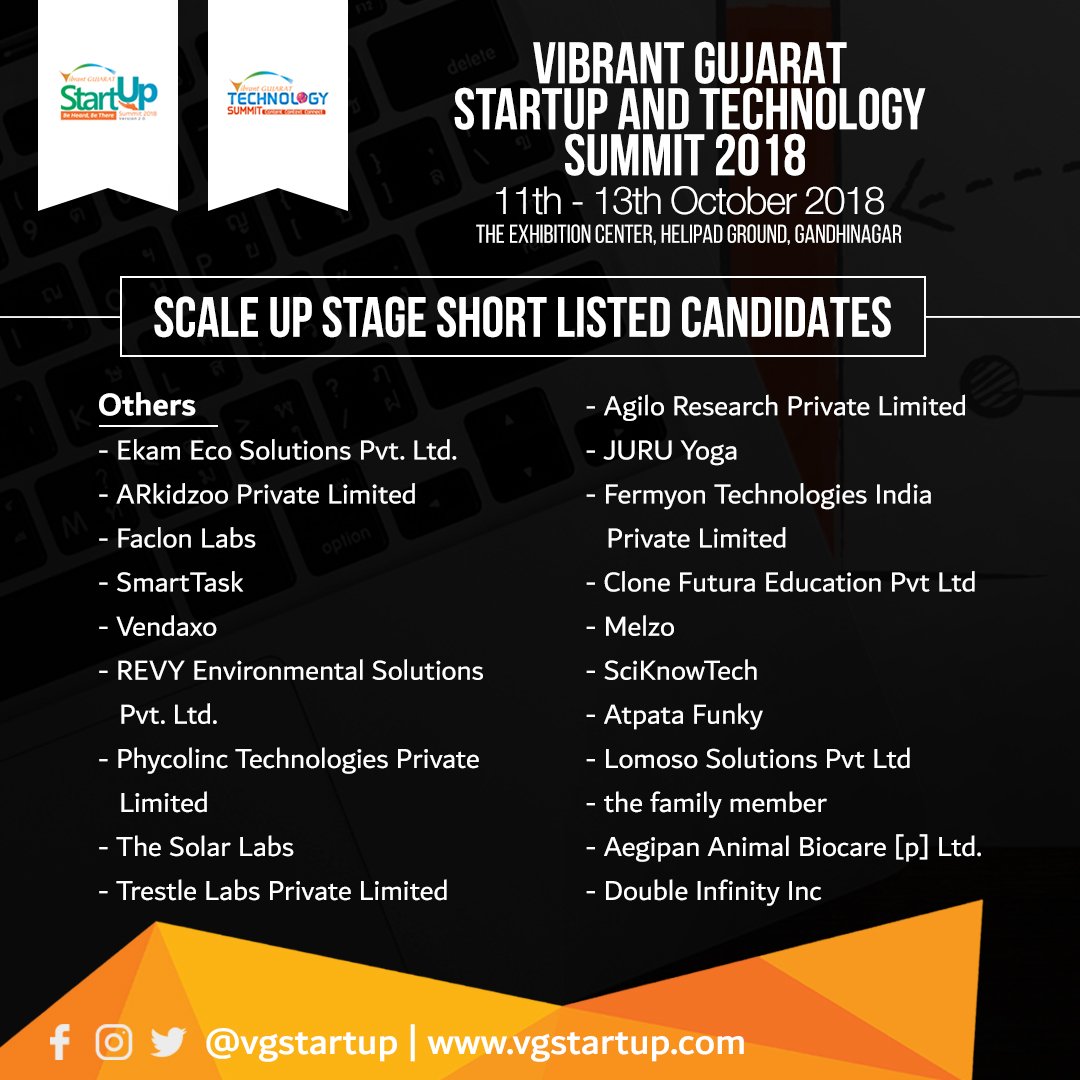 vstsgujarat's tweet photo. The list of shortlisted candidates for the Scale-Up Stage is out now. Congratulations &amp; Regards to all the participants. The results for Idea &amp; Blooming Stage will be declared shortly. https://t.co/nxrjopGS4Z