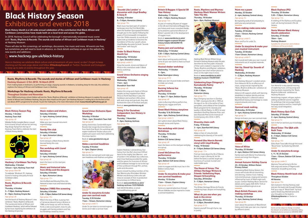 lloydbradley4's tweet image. Hackney&apos;s 2018 BHM programme is the best it&apos;s ever been #BlackHistoryMonth #hackneylibraries