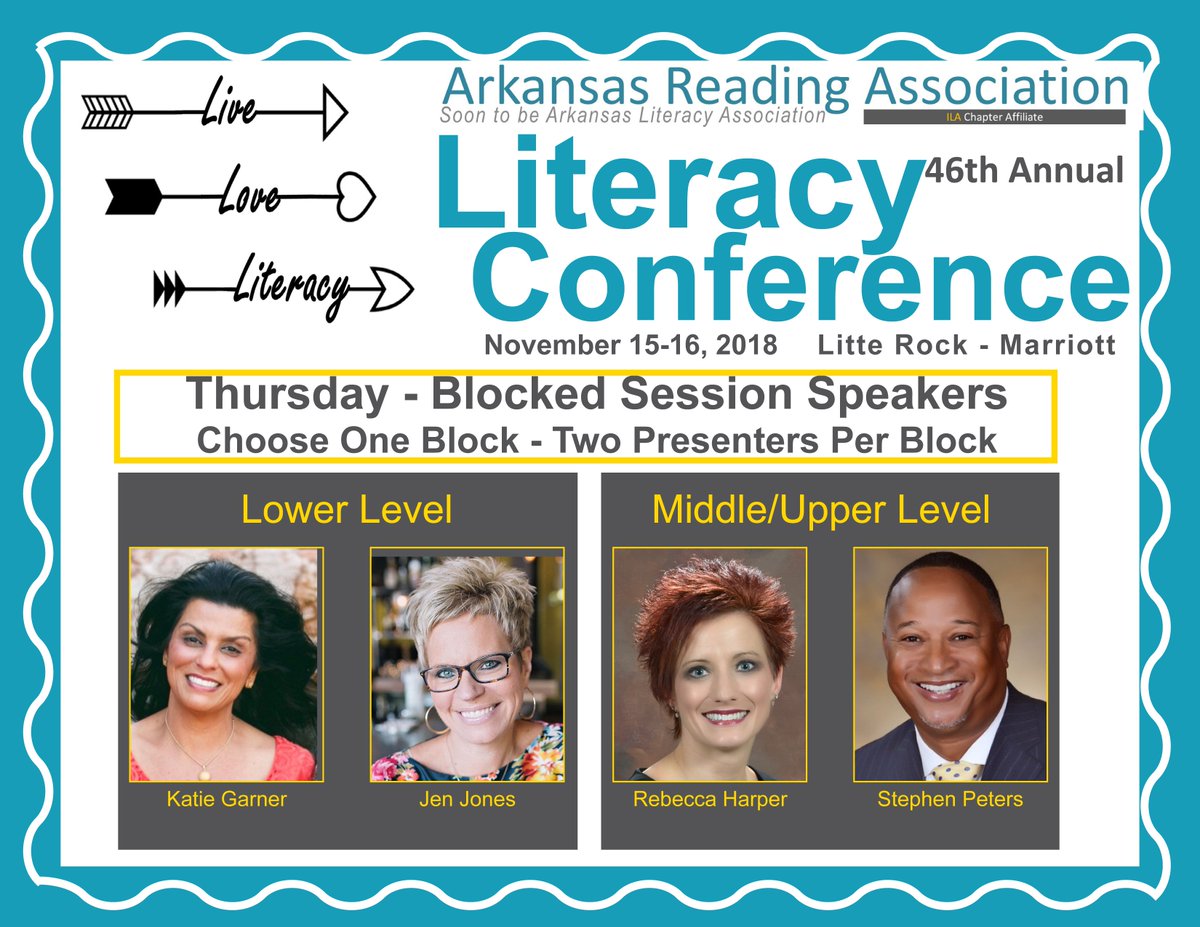 Fall Literacy Conference Choices!  Choose your blocked session!  This...happening on Thursday, November 15!  #araconf2018 Register Here:  arareading.org/Registration-2… <a href="/KatieGarnerREAD/">Secret Stories Phonics</a> <a href="/stephengpeters/">Dr. Stephen Peters</a>