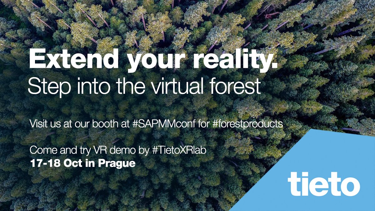 Tietoevry's tweet image. We are bringing our Auggie award nominee #Virtualforest to #SAPMMConf for #forestproducts #digitaltomorrow
To experience this, all you have to do is bring yourself! bit.ly/2LejVqE