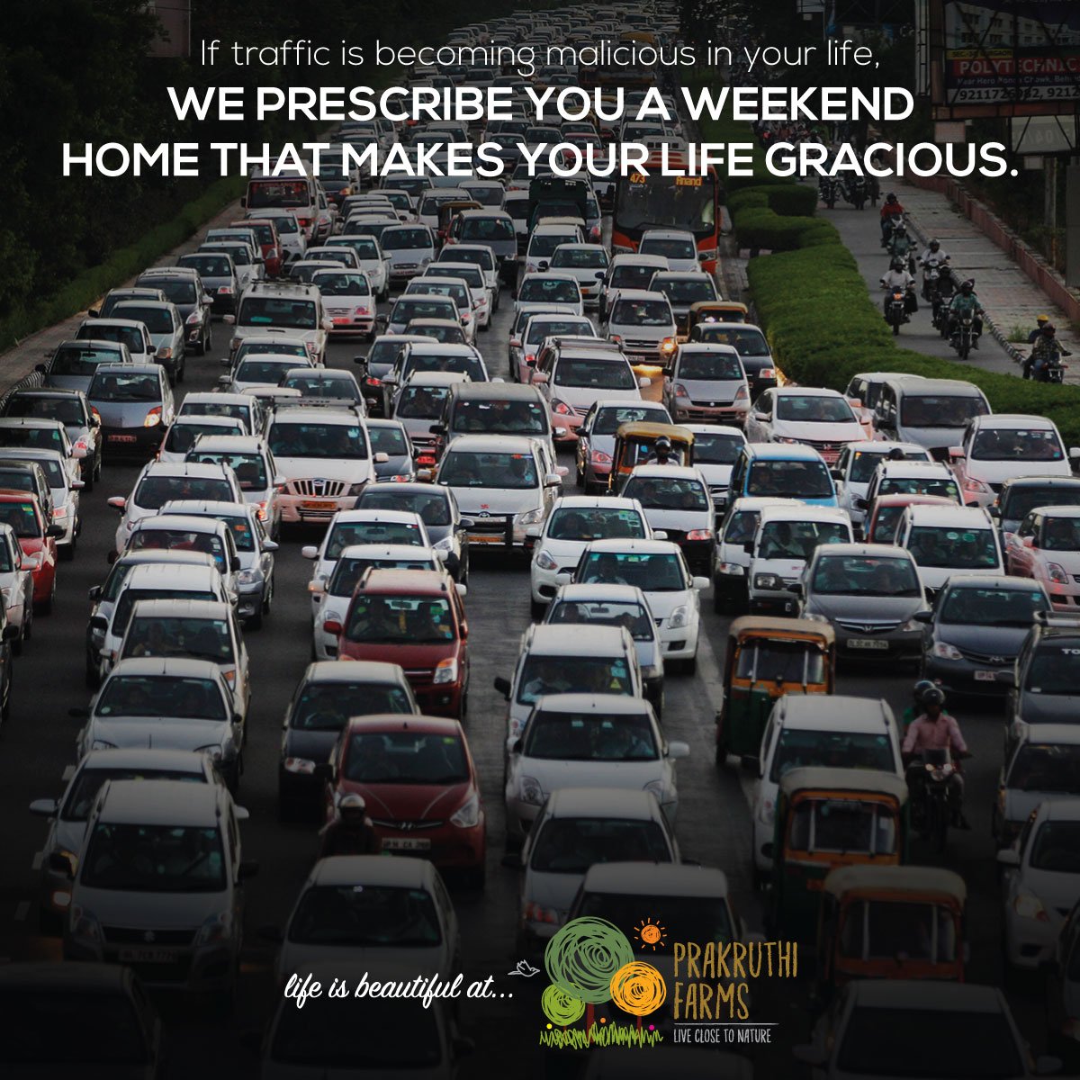 PrakruthiFarms's tweet photo. If #Bangalore #CityTraffic is making your life malicious, spend a #WeekendWithNature to give your self an absolute break.
Own a #WeekendHome at just 60Kms away from Bangalore
Priced at as low as 250 / Standard Measure
Call 88805 00999 to schedule your visit this weekend. https://t.co/bsVq0QwSSW