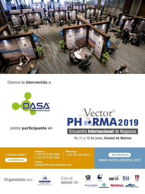 BePharmaB2B's tweet photo. #VectorPharma2019 se enorgullece de poder contar con la participación de @DASAguate en su próximo evento en junio 2019 en la Ciudad de México. Si es fabricante o distribuidor de medicamentos y busca crecer internacionalmente ¡no se lo pierda! Organiza #anafammx. #vectorpharma https://t.co/yjcEzm6Yda