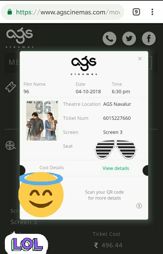 RagulUg's tweet photo. All set to watch the love of most talented artists 😎 😎 😍 #thrisha and #VijaySethupathi #96TheMovie @ActressTrisha @VijaySethuOffl https://t.co/0Fmu2c2as4