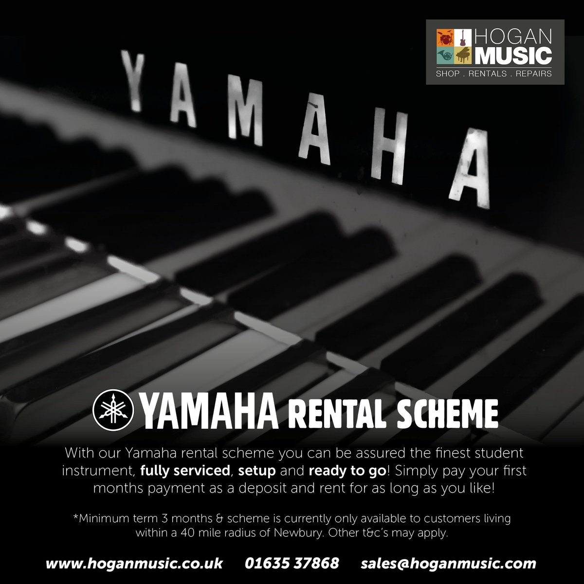 HoganMusic's tweet photo. Brand new Yamaha rental scheme! FIRST MONTH COMPLETELY FREE!! #SSDB #hoganmusic #hoganacademy https://t.co/BO1REPvedl