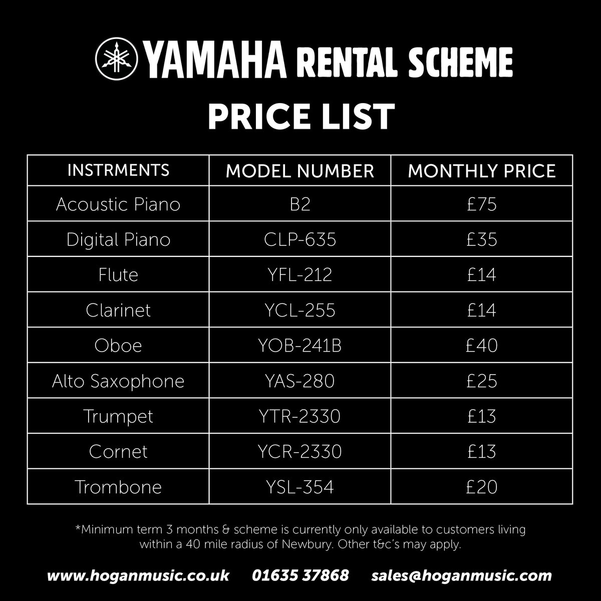HoganMusic's tweet photo. Brand new Yamaha rental scheme! FIRST MONTH COMPLETELY FREE!! #SSDB #hoganmusic #hoganacademy https://t.co/BO1REPvedl
