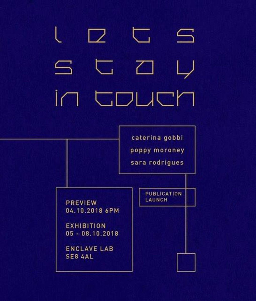 GoldsmithsMFA's tweet photo. 💥Opening tonight!💥
Check out #GoldsmithsMFA artist #SaraRodrigues in:
Let's stay in touch - @artlicks Weekend 2018
Preview: 6-9
➡️ Enclave Lab, 50 Resolution Way, SE8 4NT
Open 5–8 Oct 12-5pm
#ArtLicks #EnclaveLab #GoldsmithsMFA2019 #deptford #londonart #Goldsmiths https://t.co/Uly2FerAQo