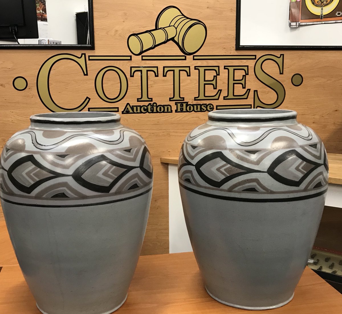 Two large Carters Liberty Of London vases in Cottees Poole Pottery Sale 20th October #libertys #poolepottery #artdeco