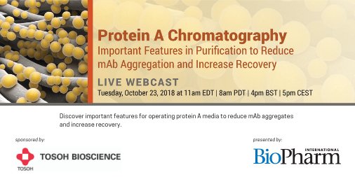 TosohBio's tweet photo. Join Jukka Kervinen, Ph.D., & Kevin O’Donnell, Ph.D., on Oct. 23rd for our .@BioPharm webcast. The benefits of using Protein A affinity chromatography for the capture of #mAbs will be discussed. Register today: https://t.co/vOeBEgZGBx #ChromatographyExperts #ProcessMedia https://t.co/lqPNqsFHPm