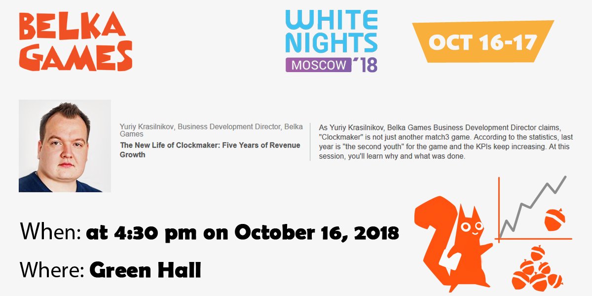 #WNCMoscow is coming and #BelkaGames will be there! We'll be happy to have a chat about the urgent #gamedev issues and beyond. Also come and see more about The New Life of #Clockmaker. The speech by <a href="/y_krasilnikov/">Yuriy Krasilnikov</a> on Oct 16, at 4.30pm in GreenHall. See you!