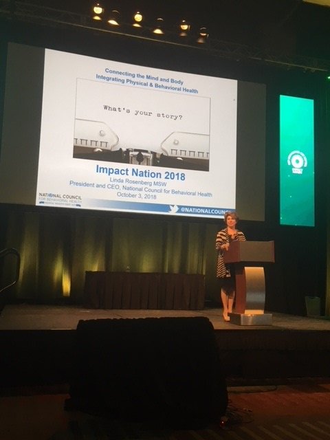 linda_rosenberg's tweet photo. Thank you @relias for inviting me to speak at #ImpactNation18 about the importance of integrating physical and behavioral health https://t.co/Xr2k27Sd4W