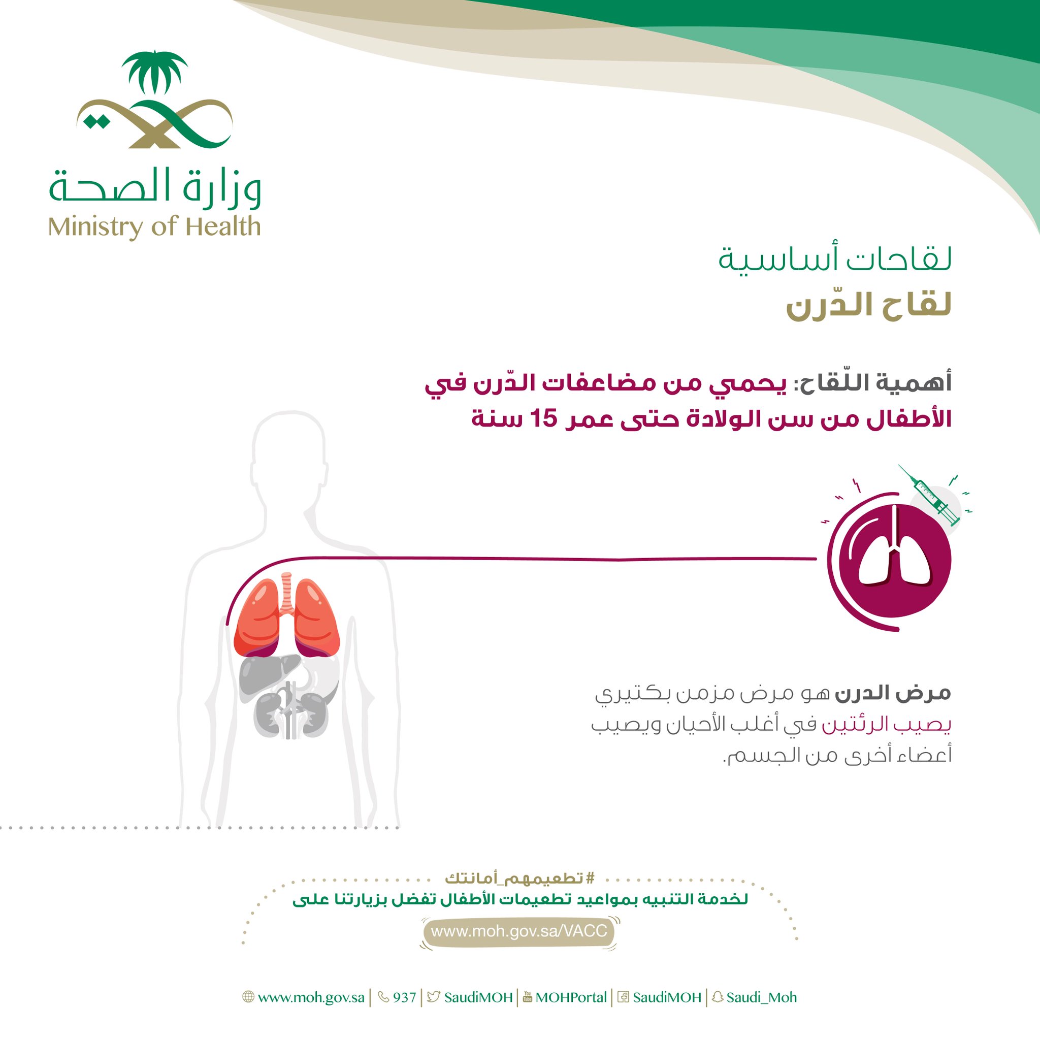 و ز ا ر ة ا لـ صـ حـ ة السعودية Auf Twitter ماذا تعرف عن لقاح الدرن تطعيمهم أمانتك Https T Co Twjyim8f5f