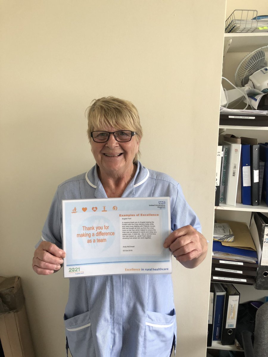 Staff Recognition Certificate to Angela from Porters at GDH ,great Team working 👏<a href="/ULHT_News/">NHS United Lincs</a> @mccarthy_ph <a href="/kevinyoung23/">kevin young</a>