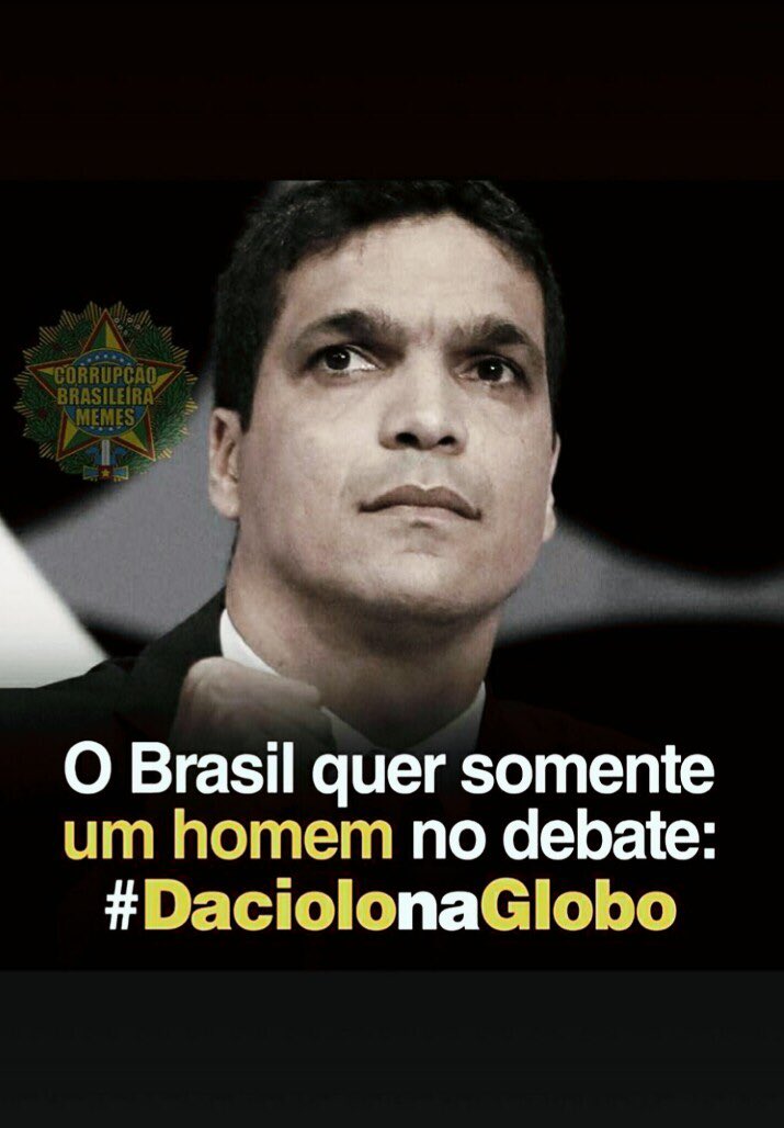 CaboDaciolo's tweet photo. Amigos,
Hoje TERÍAMOS  mais um encontro suave e revigorante no debate da Globo.                                    Deus está no controle.
Aguardo vcs nas urnas.                          CABO DACIOLO 51.                                   #DacioloNaGlobo https://t.co/gYzaopnd7k