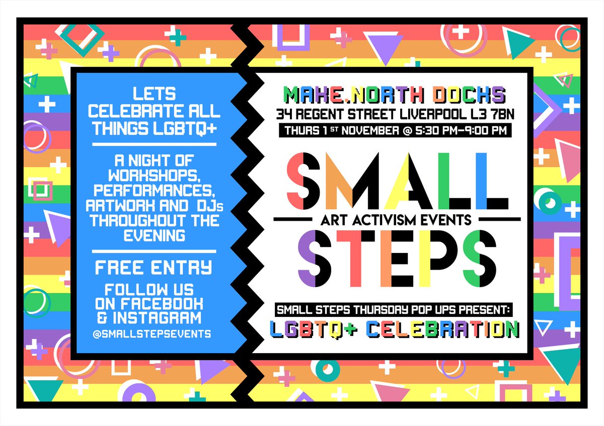 Here it is! Our next event will take place on Thursday 1st November. 

#liverpoolpride #LOVEALWAYSWINS  #liverpoolart #artinliverpool  #artinliverpool #merseyside #visitliverpool #itsliverpool #loveliverpool #queerart #cultureliverpool  #liverpoolevents #smallstepsevents