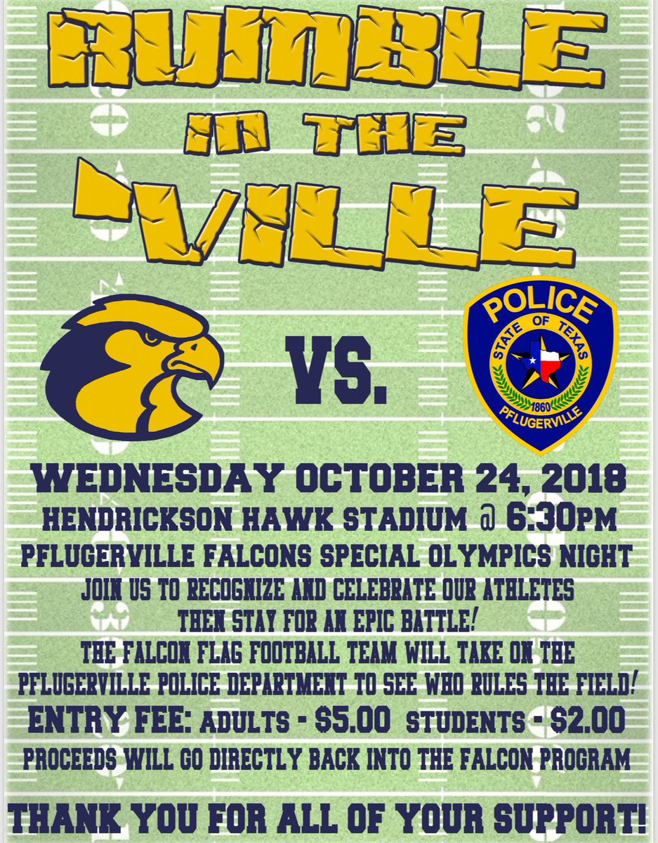 CoachAmy (@coachamy22) on Twitter photo Let’s Get Ready to Rumble! We are 20 days away! Come out and show your support of our Falcon Special Olympic athletes. It’s going to be a GREAT night! @PfChiefRobledo <a href="/Pf_Police/">Pflugerville Police</a> @jdc_ATX Let’s Get Ready to Rumble! We are 20 days away! Come out and show your support of our Falcon Special Olympic athletes. It’s going to be a GREAT night! @PfChiefRobledo <a href="/Pf_Police/">Pflugerville Police</a> @jdc_ATX