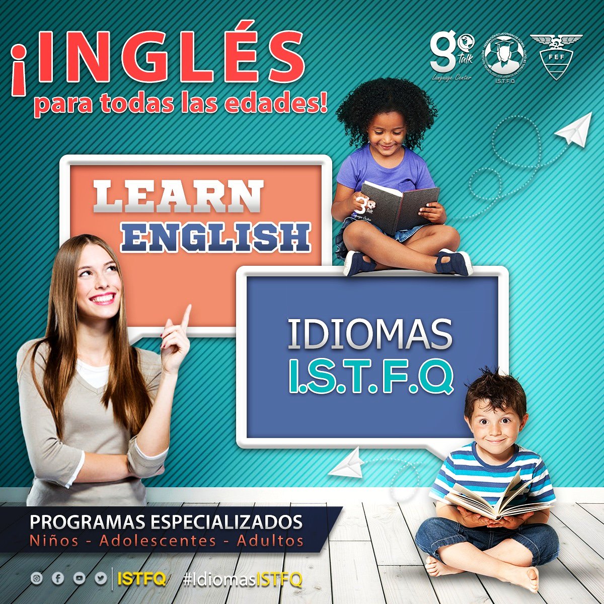 IstfqEc's tweet image. ¡Porque pensamos en ti! Contamos con programas exclusivos para niños, adolescentes y adultos. Info:          lcarrera@istfq.edu.ec #IdiomasISTFQ #LanguageCenter 📚🤓