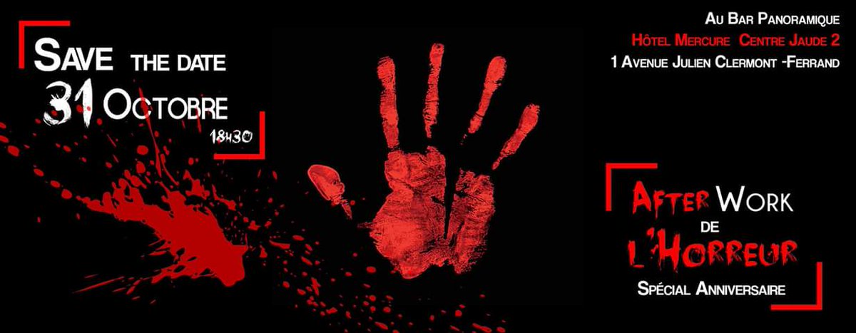 mercureclermont's tweet photo. SAVE THE DATE => 31 Octobre à partir de 18h30 <= pour l'Afterwork de l'HORREUR
#Halloween #afterwork #escapegame #horror #ClermontFerrand #mercureclermont https://t.co/aV6VyUEUTH