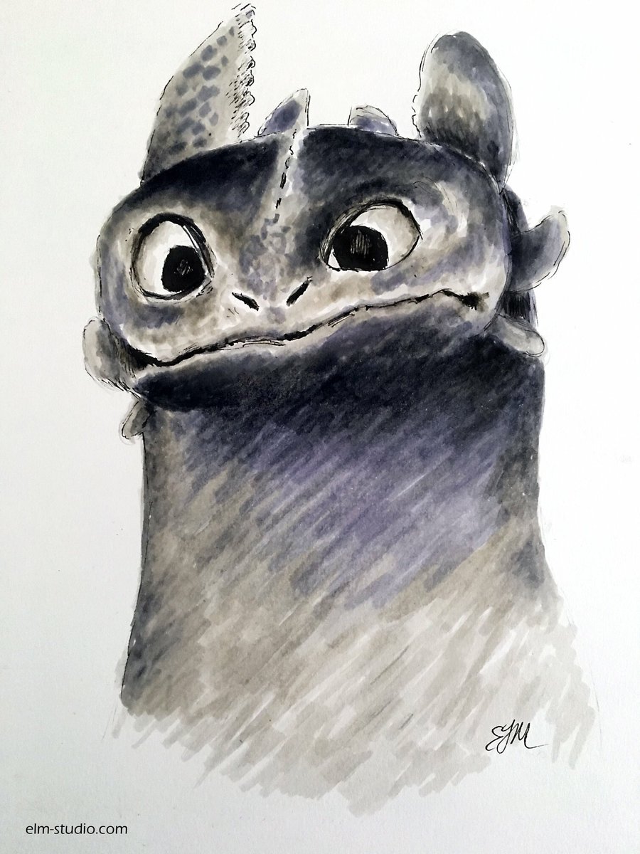 emcmeniman1's tweet photo. #Inktober Day 4: "Toothless." Micron pens and Tombow markers on Canson mix media paper. A request from my daughter. :) #inktober2018 #httrd #toothless #drawing #HowToTrainYourDragon https://t.co/8k9qXqiGkg