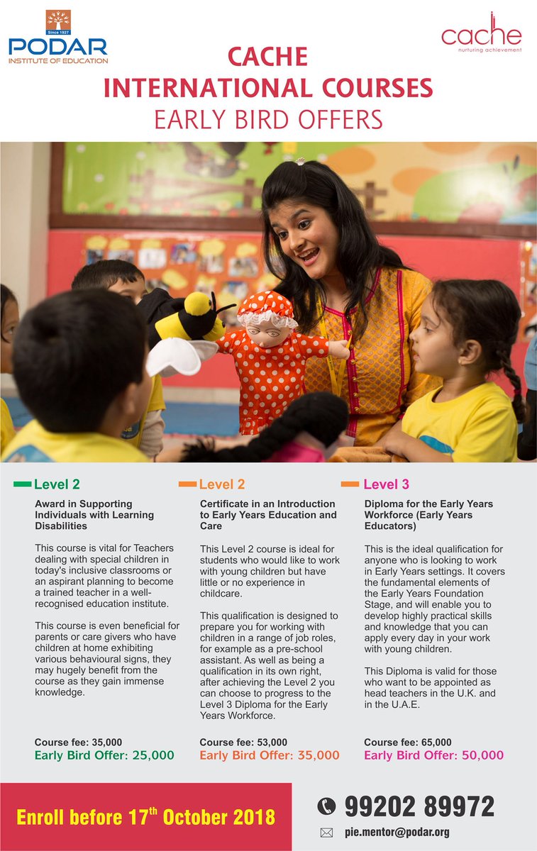 PodarInstituteE's tweet photo. Early Bird Offers from Podar Institute of Education #CACHEcourses #PodarinstituteofEducation #Internationalcourses https://t.co/zBi02aUOeO